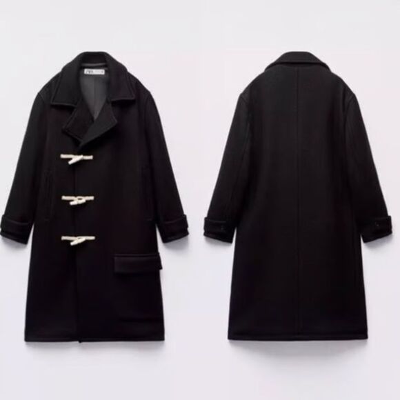 Zara Wool Blend Coat With Toggles New Large - Picture 1 of 8